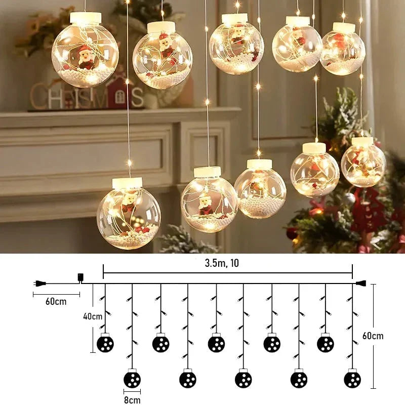 Cortina de Luzes em LED Globos Decoração de Natal — 7