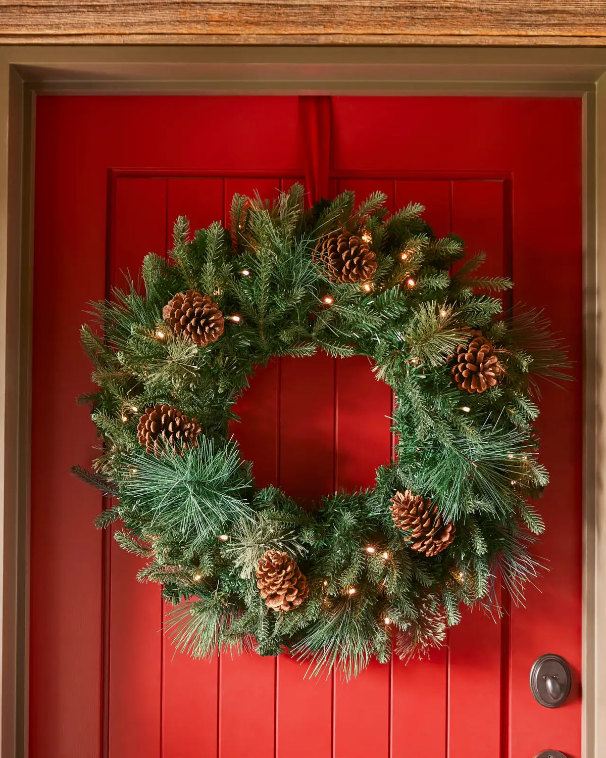 Grinalda de Natal 90 cm com LED, Pinhas e Folhagens Verdes — 3