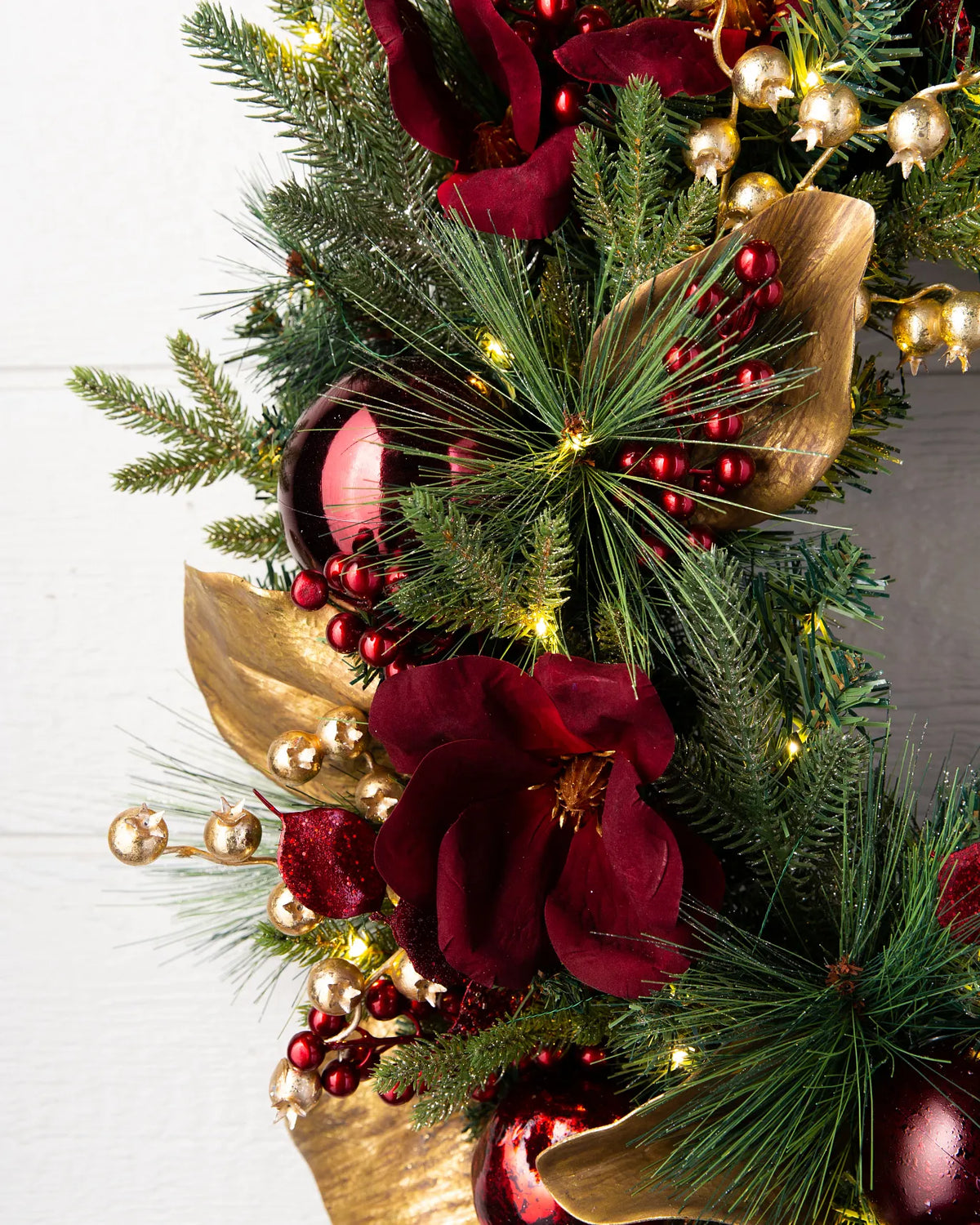 Grinalda Glamour Vermelho e Dourado Com LED 70 cm — 3