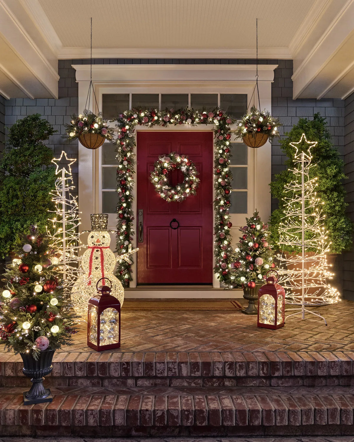 Grinalda Vermelha e Branca Nórdica Com LED 70 cm — 4