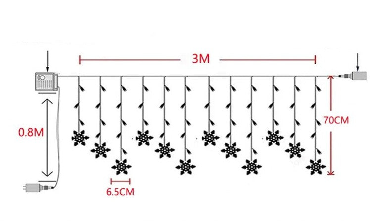 Luzes em LED Modelo Cortina Decoração de Natal Flocos de Neve — 4