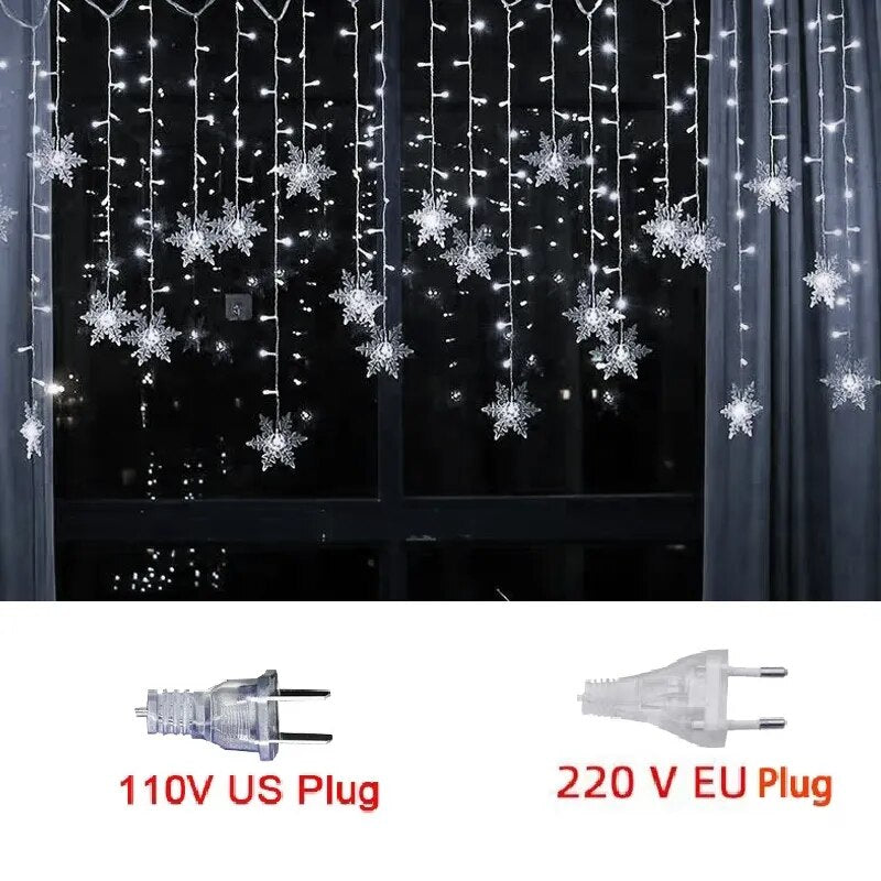 Luzes em LED Modelo Cortina Decoração de Natal Flocos de Neve — 6