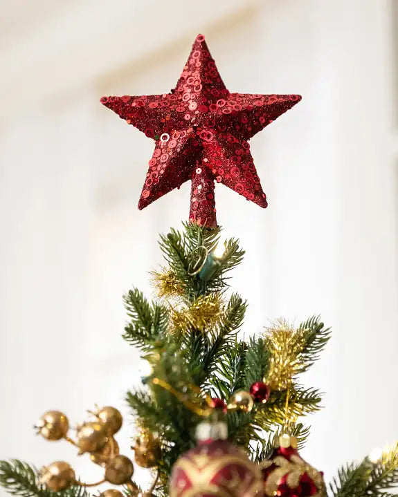 Mini Árvore de Natal 90 cm Encanto Imperial Vermelho & Dourado com Luzes LED — 3