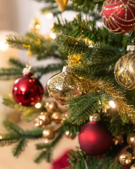 Mini Árvore de Natal 90 cm Encanto Imperial Vermelho & Dourado com Luzes LED — 4